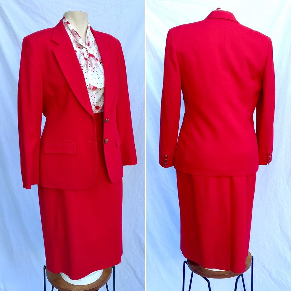 Vintage 1980s Ladies Red Pendleton Skirt Suit